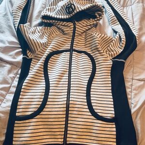 Lululemon Athletica black and White Striped Hoodie